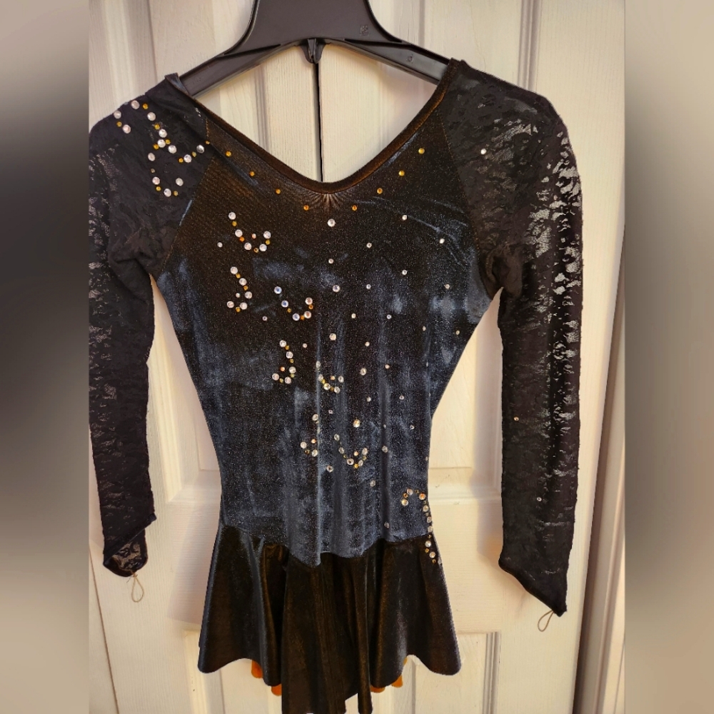 Black lace and velour skating dress